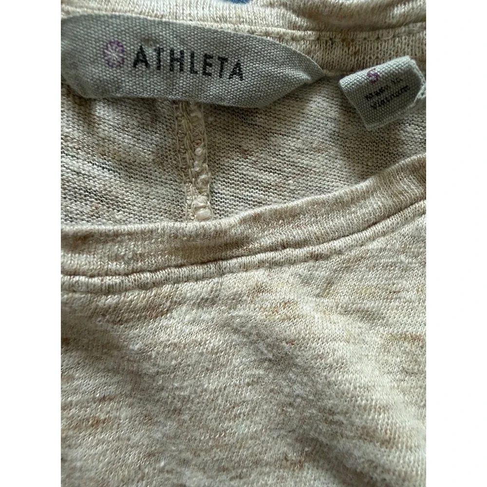 Athleta Womens Oatmeal Heather Linen Blend Layered Crossover High Low Tank Top S